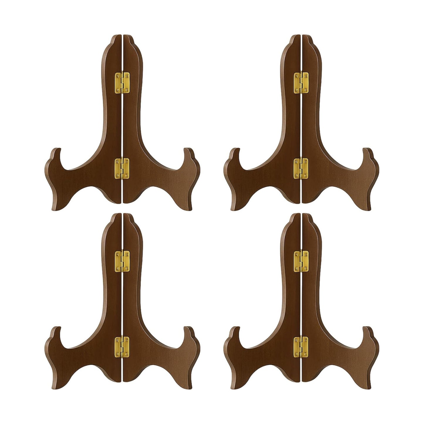 Packs Wooden Display Stand Decorative Plate Stands for Display Picture Frame Holder / Brown / 4 Inch