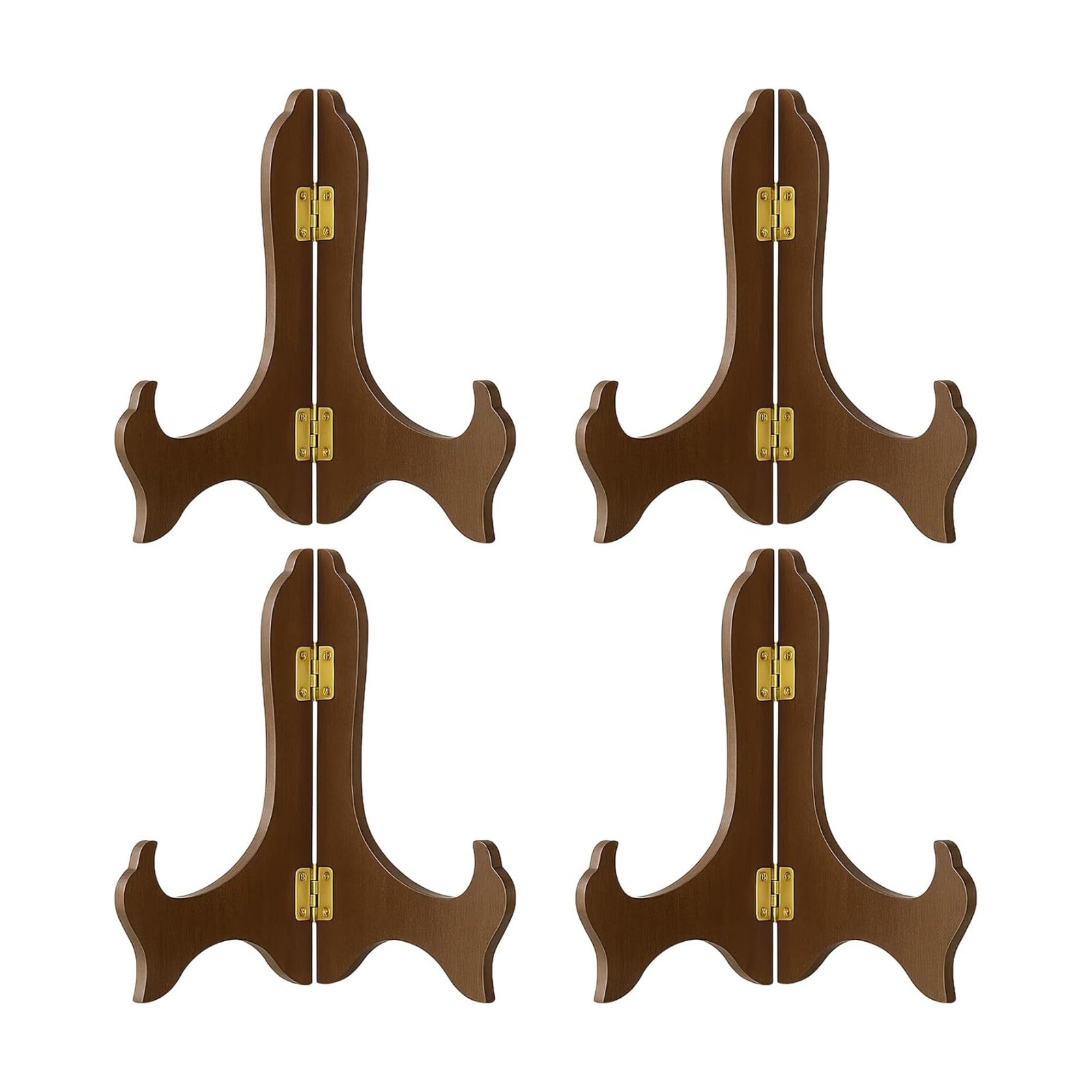 Packs Wooden Display Stand Decorative Plate Stands for Display Picture Frame Holder / Brown / 4 Inch