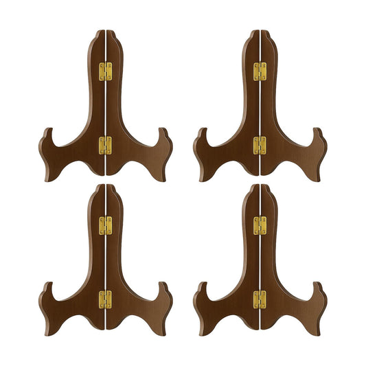 Packs Wooden Display Stand Decorative Plate Stands for Display Picture Frame Holder / Brown / 4 Inch