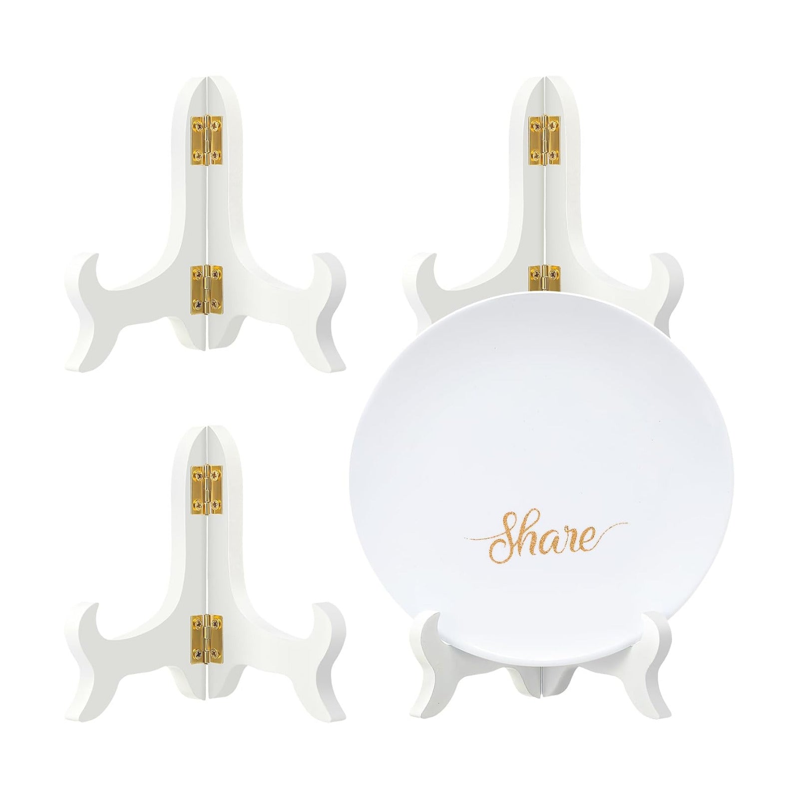 Packs Wooden Display Stand Decorative Plate Stands for Display Picture Frame Holder / White / 4 Inch