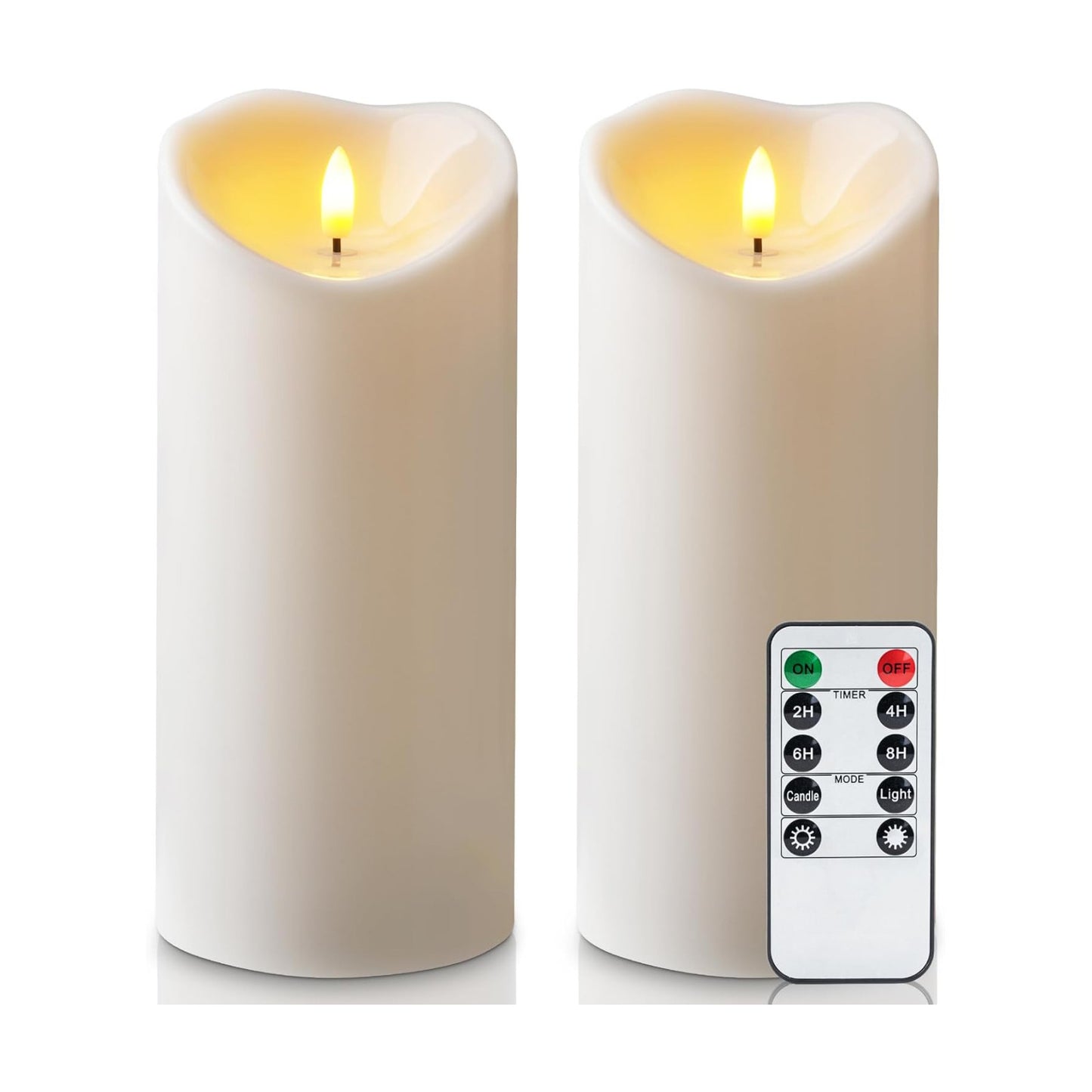 Amagic 4” x 9” Large Outdoor Waterproof Flameless Candles with Remote, Battery Operated Candles with Timer, Flickering