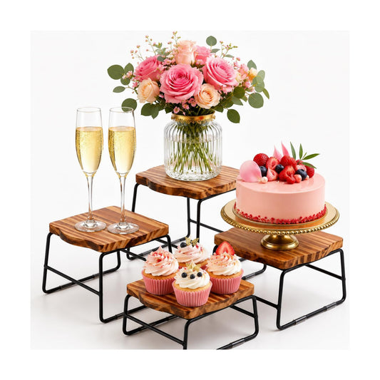 Cupcake Stand & Wood / 4 Piece Wood Buffet Risers