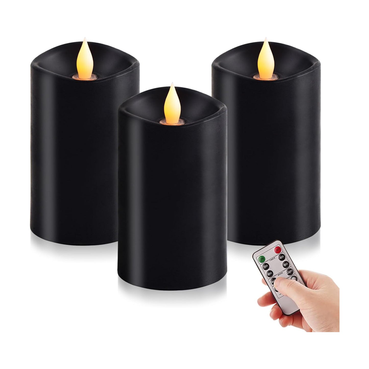 3x5 Flickering Flameless Candles Set of 3, 2AA Battery Life 600 Hours Battery Candles Flickering with Timer,5 inch