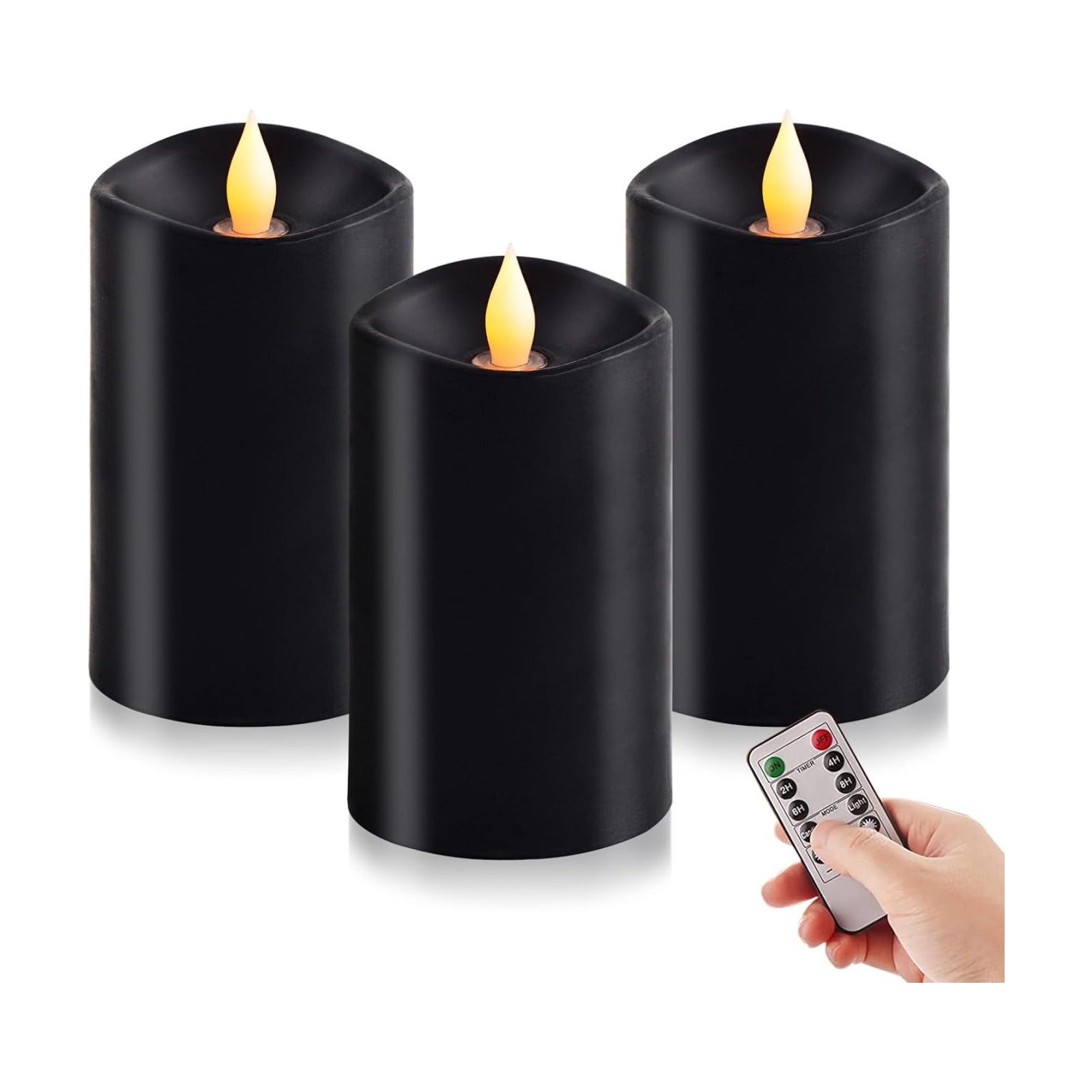 3x5 Flickering Flameless Candles Set of 3, 2AA Battery Life 600 Hours Battery Candles Flickering with Timer,5 inch