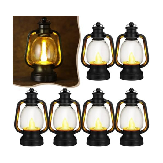 Ferraycle 6 Pcs Mini Lanterns Bulk 6 Inch Black Lamp Table Centerpieces