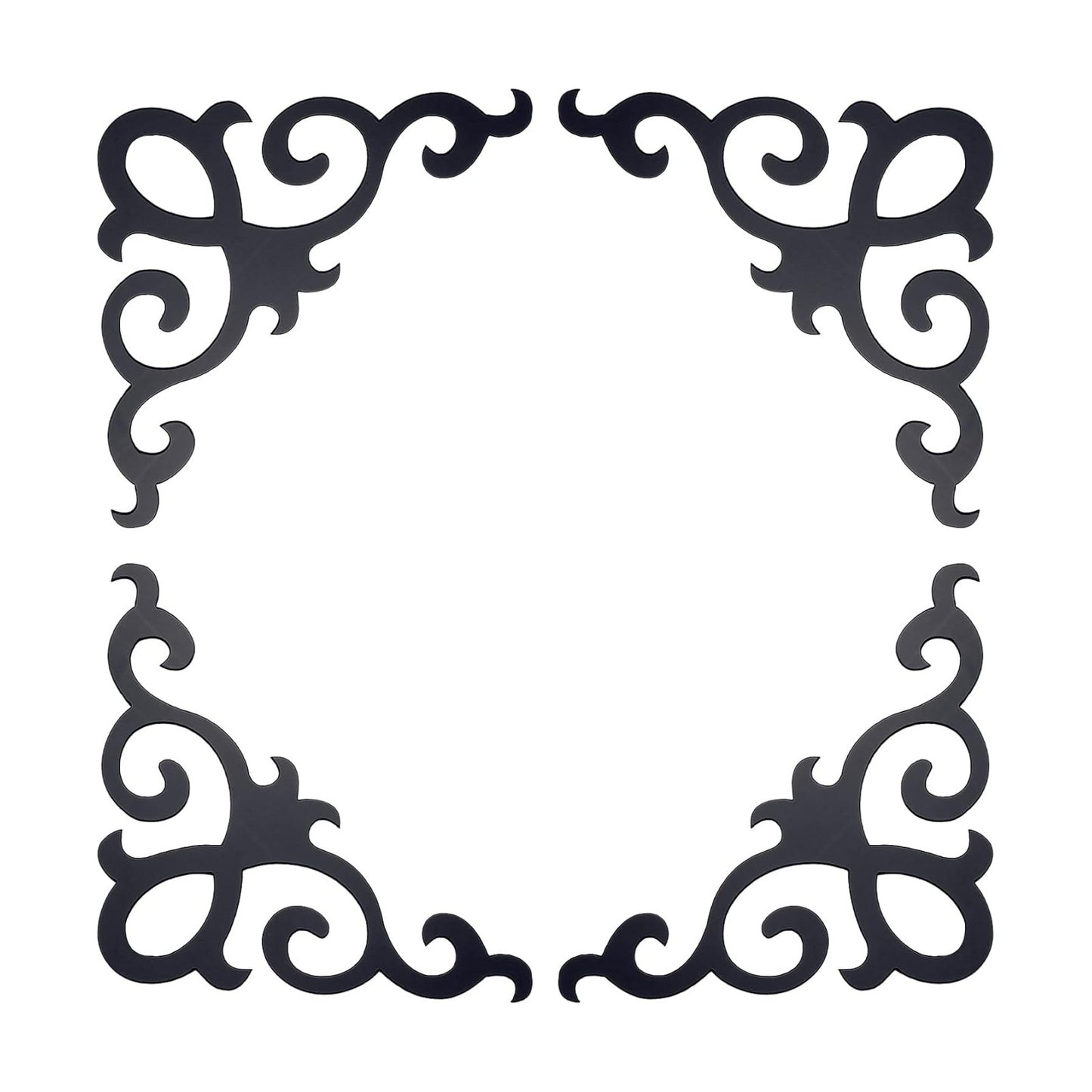 Seif-Adhesive Wall Sticker Mirror Decals / 15cm x 15cm / Black / Set of 8