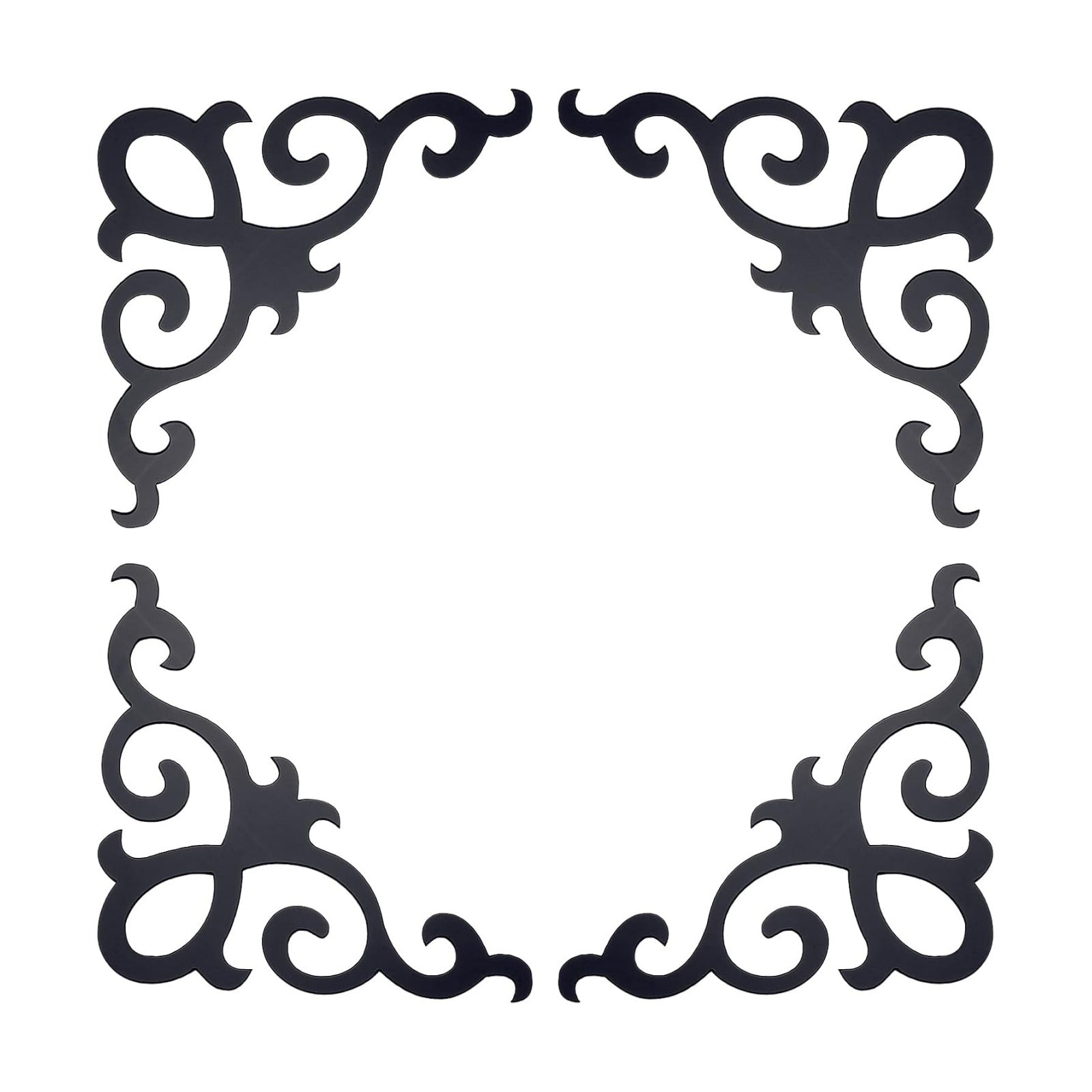 Seif-Adhesive Wall Sticker Mirror Decals / 15cm x 15cm / Black / Set of 8