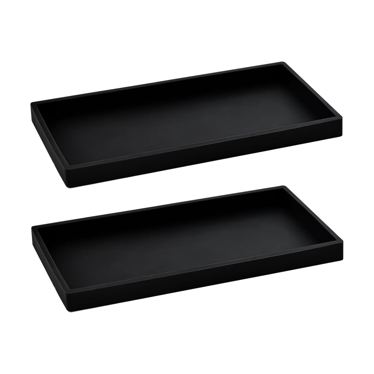 Small Tray / 11.8" L x 5" W Silicone Soap Dispenser Tray / Black / Set of 2