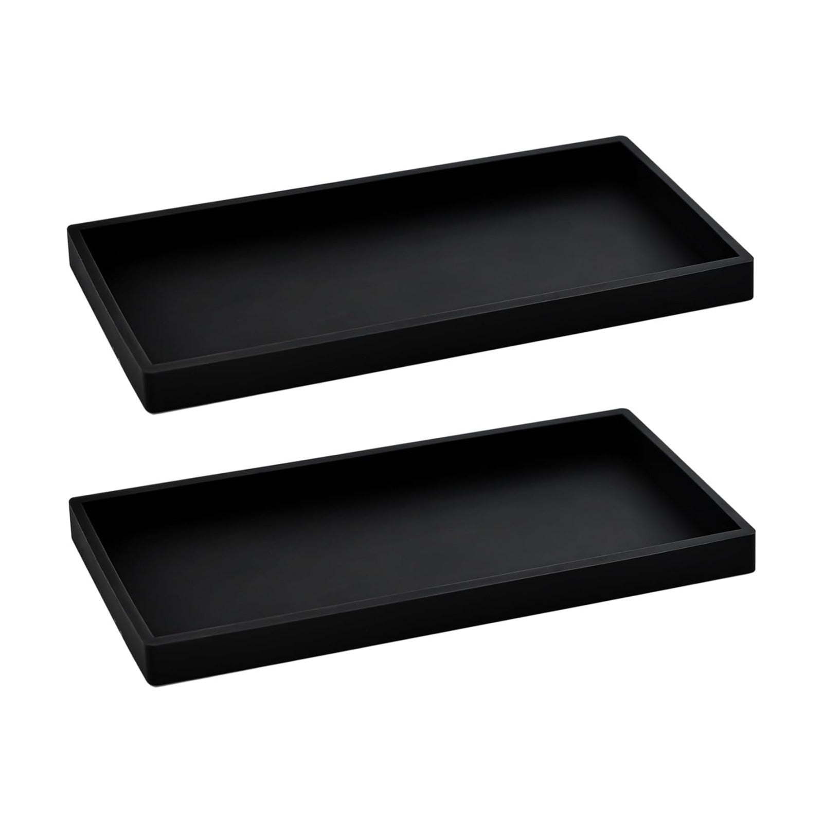 Small Tray / 11.8" L x 5" W Silicone Soap Dispenser Tray / Black / Set of 2