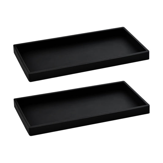 Small Tray / 11.8" L x 5" W Silicone Soap Dispenser Tray / Black / Set of 2