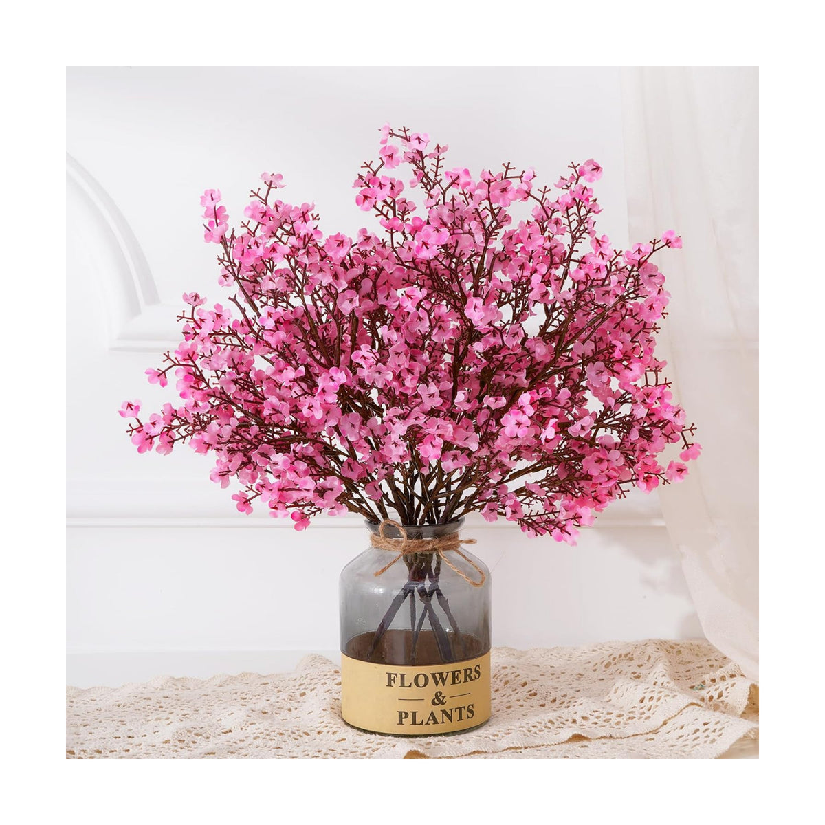 10 Pcs Fake Flowers, Real Touch Babys Breath Artificial Flowers, Pink