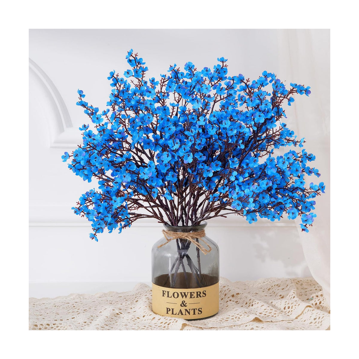 15 Pcs Fake Flowers, Real Touch Babys Breath Artificial Flowers, Blue