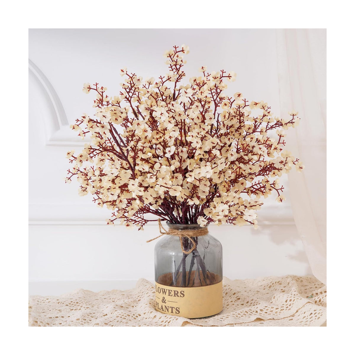 10 Pcs Fake Flowers, Real Touch Babys Breath Artificial Flowers, Champagne