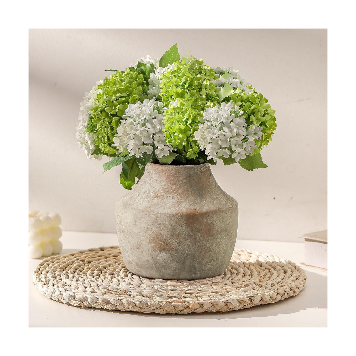 Mitt&Ditt Ceramic Flower Vase, 5.3 inch Pottery Farmhouse Rustic Vase, Handcrafted Weathered Vases, Small Flower
