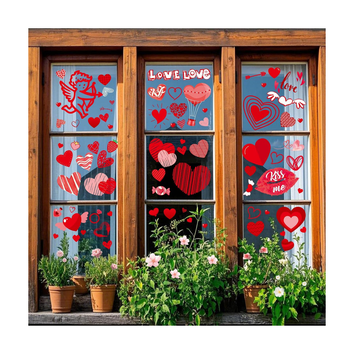9 Sheets Valentines Window Clings, Valentines Day Decorations Heart Decor