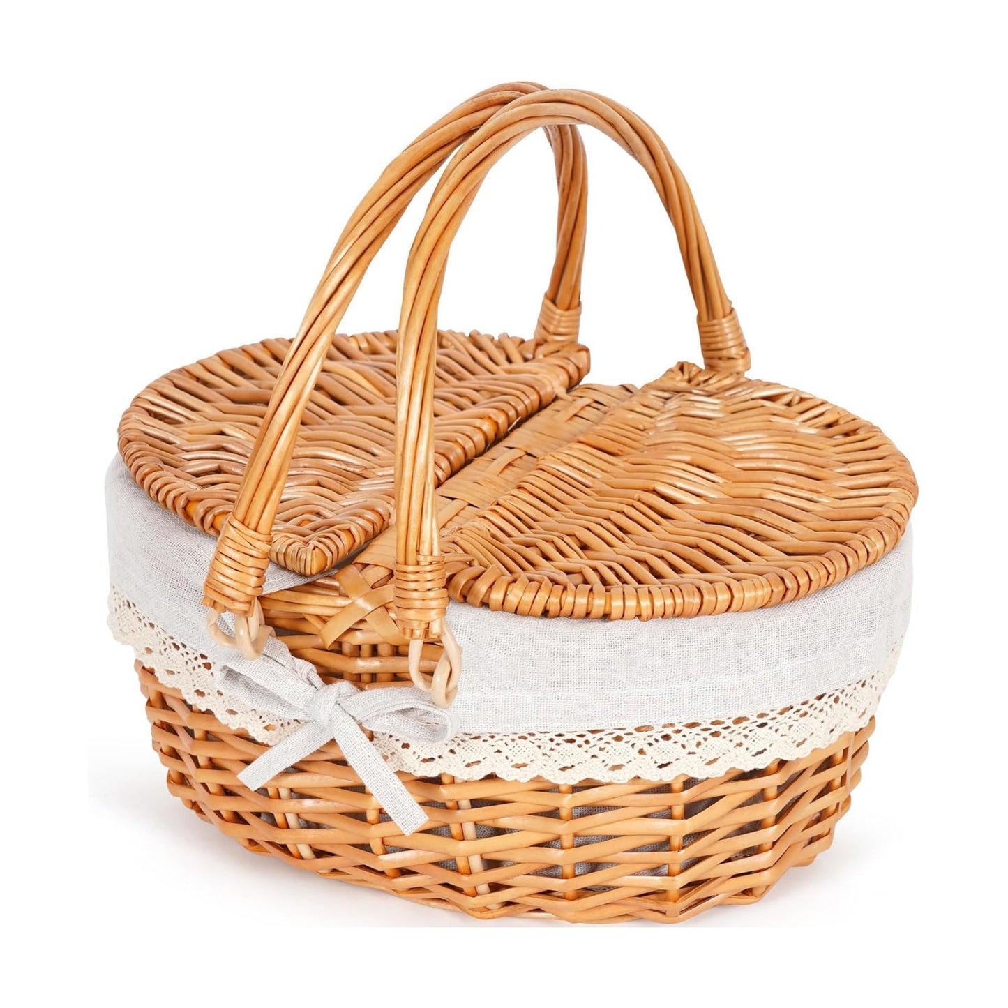 Wicker Basket / 12" Picnic Basket / Small / Solid
