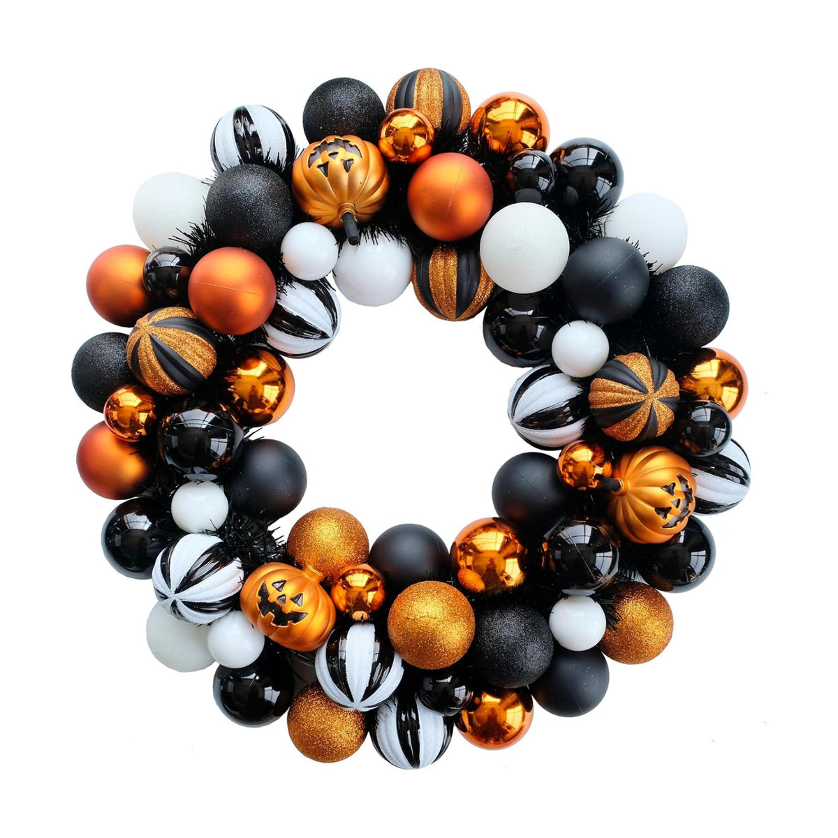 Happy Halloween Wreath for Front Door, 18” Artificial Ball Wreaths Door Decor for Home Halloween Party Decorations (18in)