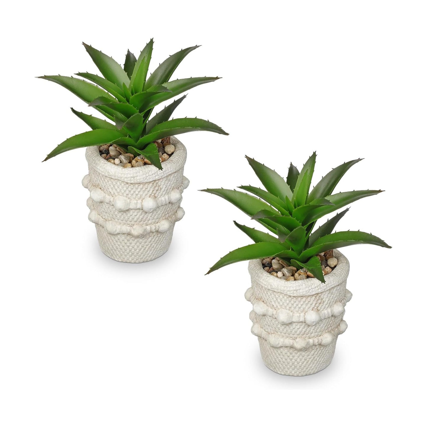 Small Artificial Succulents Agave Plants Potted Fake Spiked Succulent Plant / Green / Set of 2