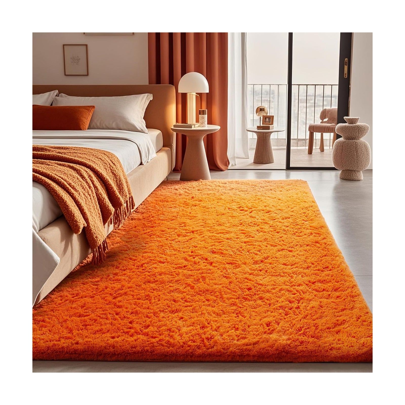 Ophanie Orange Fall Rugs for Bedroom Living Room,Fluffy Fuzzy Furry Carpet,Plush Soft Shaggy Bedside Indoor Floor 4x6