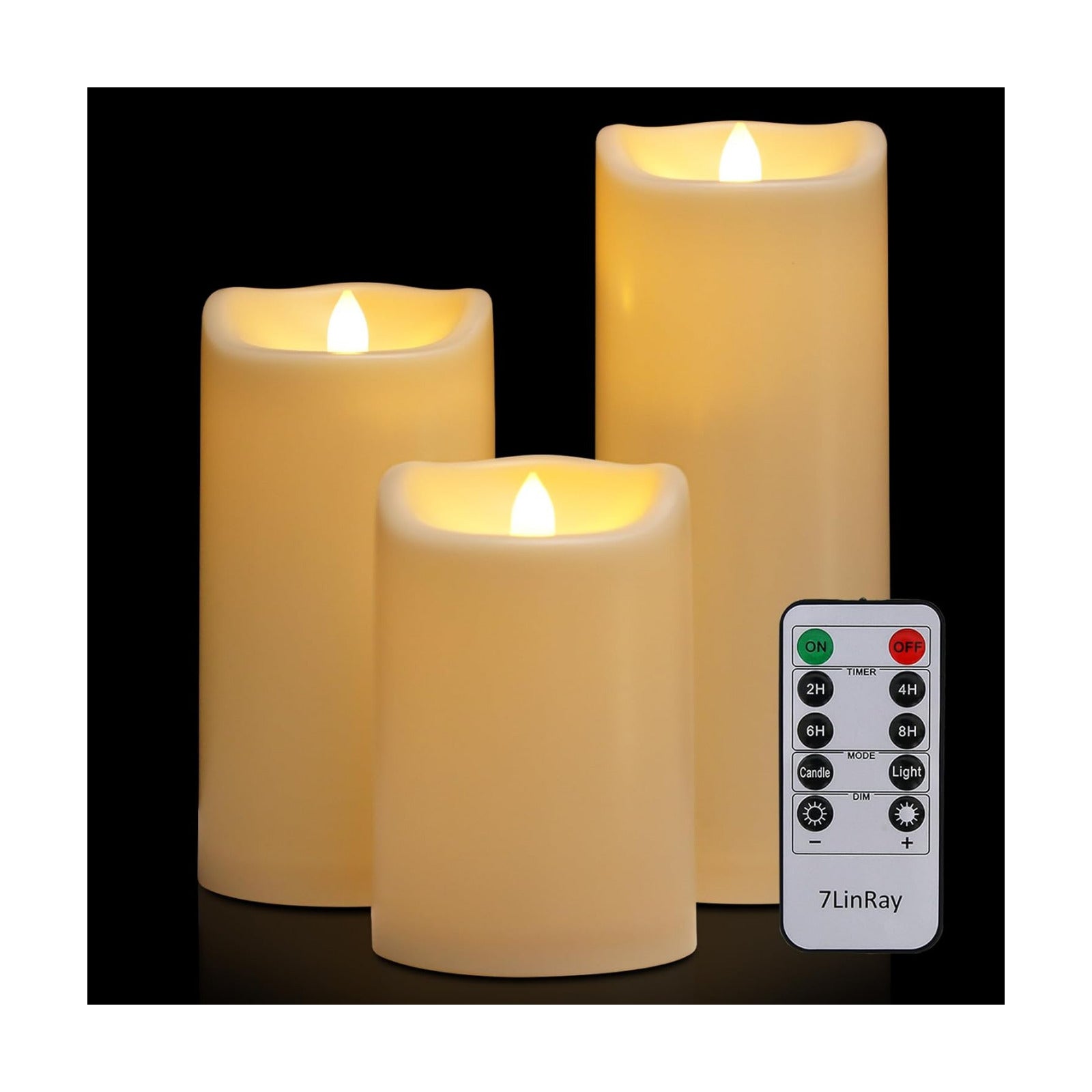 4" x 6" 8" 10" Waterproof Outdoor Flameless Candles with Remote, Flickering Battery Operated LED Pillar Candles for