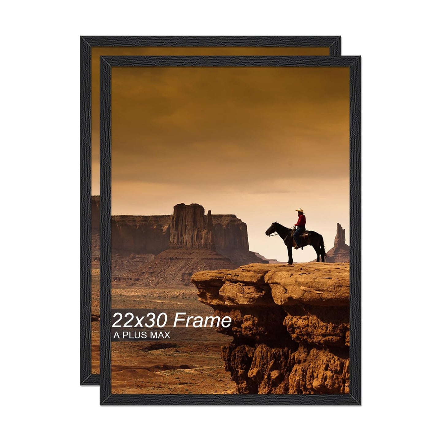 A PLUS MAX 22x30 Picture Frame Set of 2 Black Light Weight Wall Mount | 22 x 30 Inch Black Wood-grain Engineered Wood