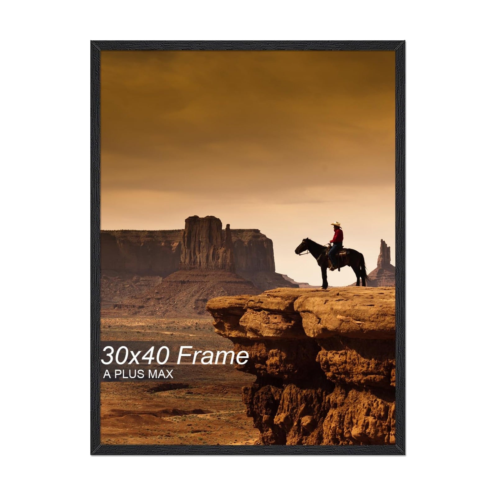 A PLUS MAX 30x40 Picture Frame Black Light Weight Wall Mount | 30 x 40 Inch Black Wood-grain Engineered Wood Material