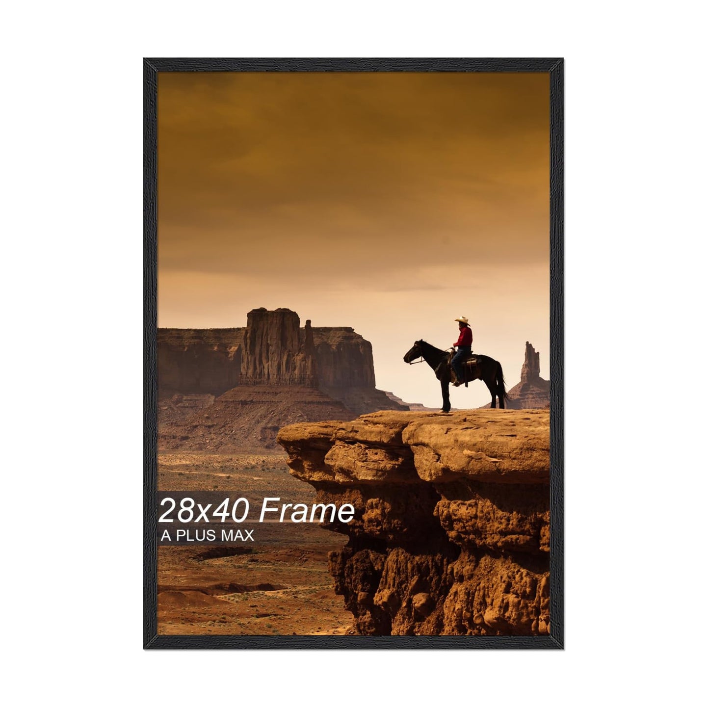 A PLUS MAX 28x40 Picture Frame Black Light Weight Wall Mount | 28 x 40 Inch Black Wood-grain Engineered Wood Material