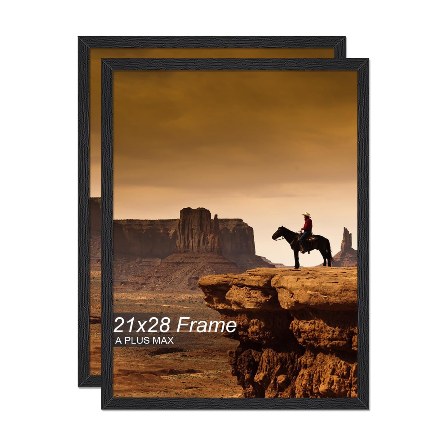 A PLUS MAX 21x28 Picture Frame Set of 2 Black Light Weight Wall Mount | 21 x 28 Inch Black Wood-grain Engineered Wood