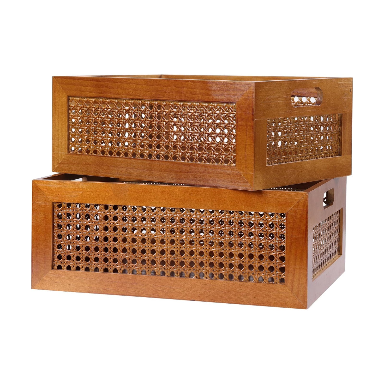 Frame & Handles Decorative Natural Bamboo Woven / Brown / 15 x 11 x 5.9 / 2 Set / Set of 2