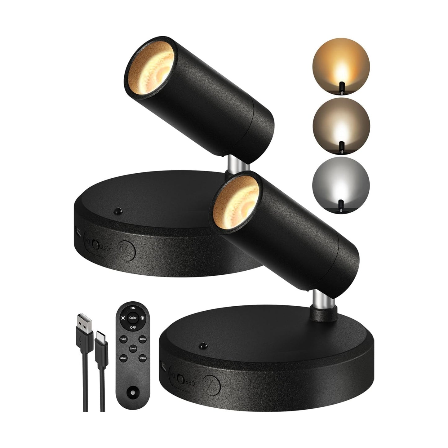 EZVALO Indoor Spotlights, Picture Lights for Wall, Uplights | 5500mAh Rechargeable Battery, with Remote, Mini