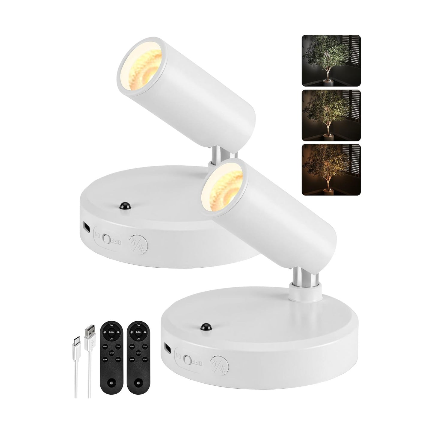 EZVALO Spot Lights Indoor, 5500mAh Rechargeable Picture Lights with Remote, Wireless Mini Art Accent Spotlights with