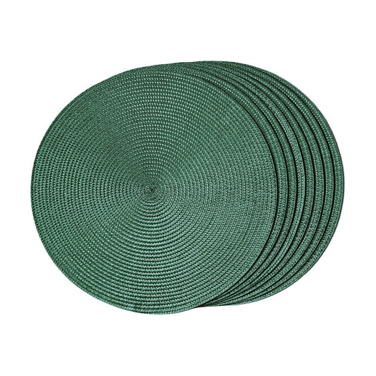FunWheat Round Braided Placemats Set of 8 Table Mats for Dining Tables Woven Washable Non-Slip Place mats 15 inch(Black