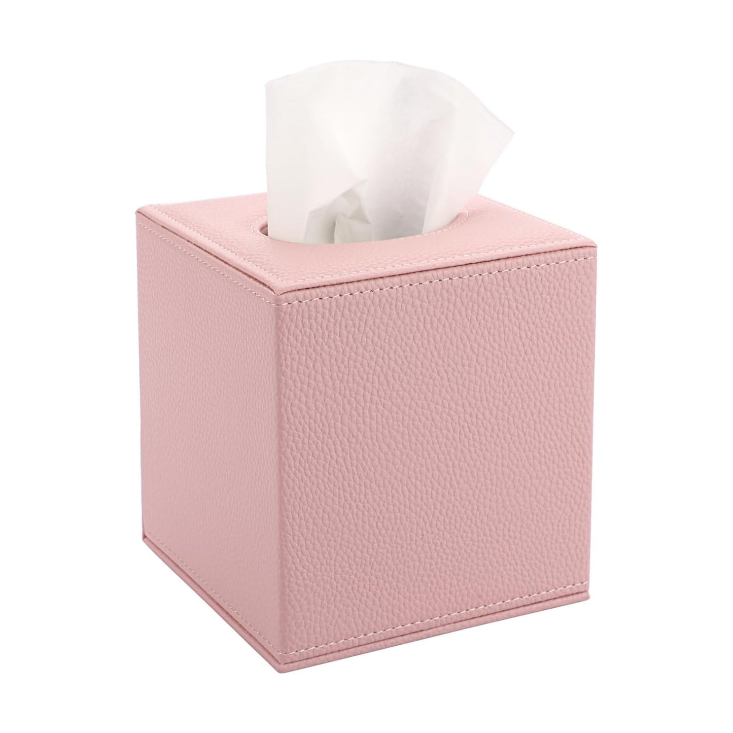 Tissue Box Cover Square Tissue Box Stylish PU Tissue Box Holder / Pink