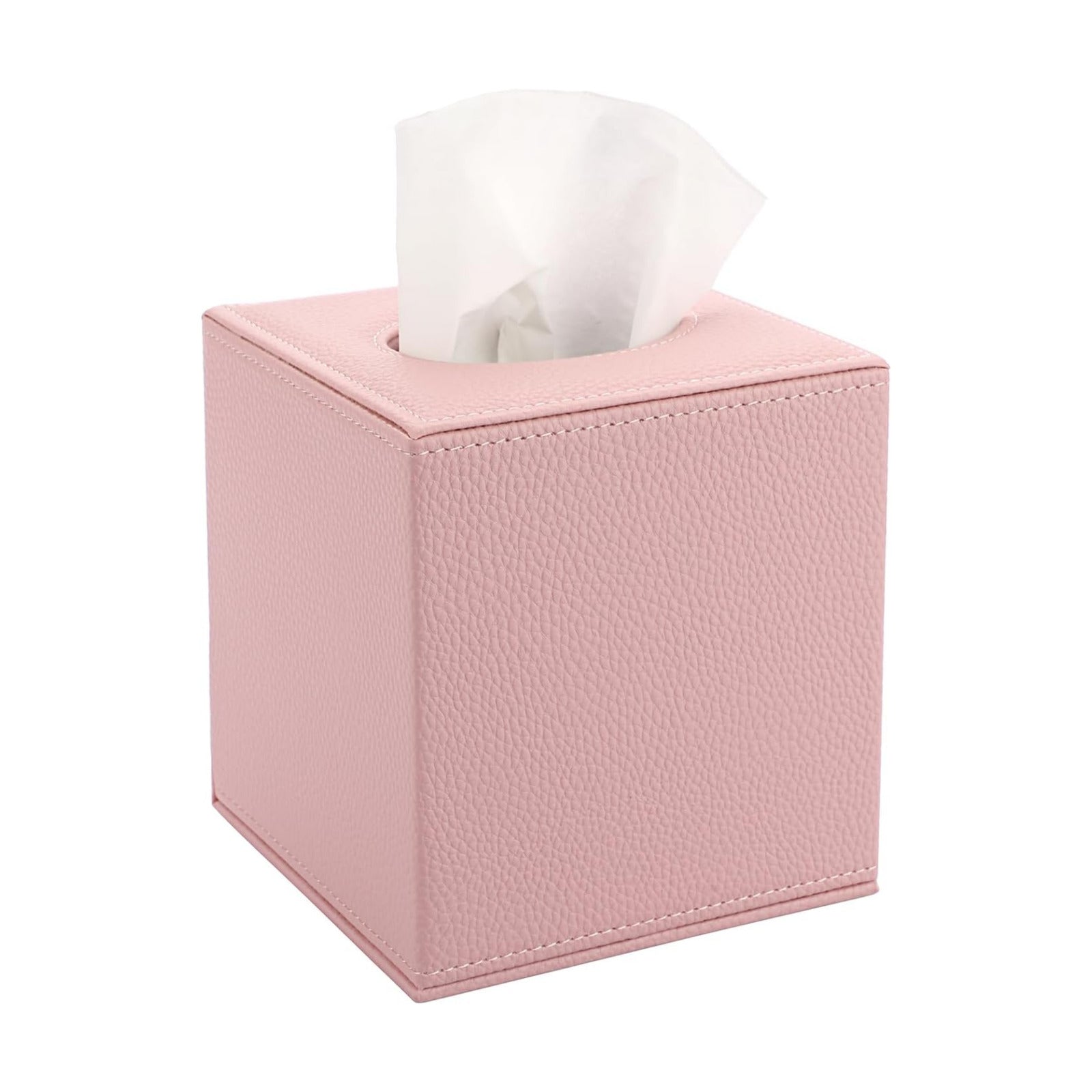Tissue Box Cover Square Tissue Box Stylish PU Tissue Box Holder / Pink