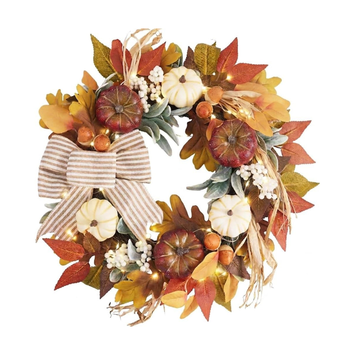 Valery Madelyn 20'' Fall Wreaths for Front Door with LED Lights