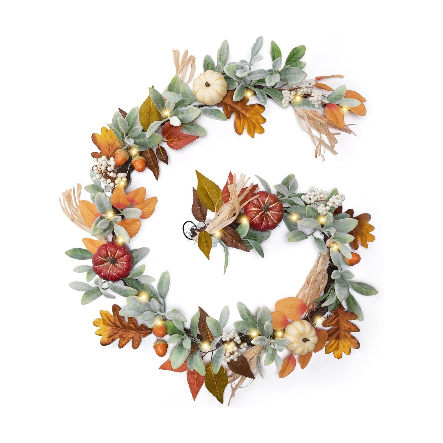 Valery Madelyn 6ft Fall Garland for Mantle with Pumpkins