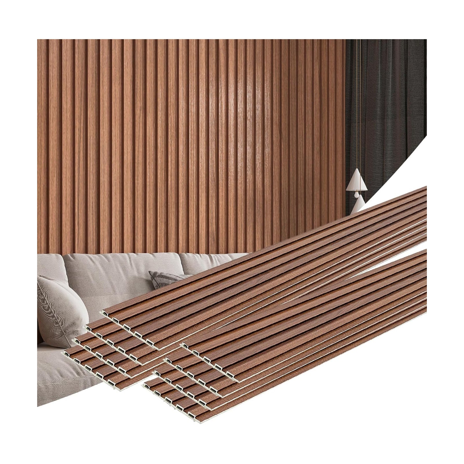 WPC Wainscoting Panels / 96 x 6 / Wood Finish / Warm Teak-square / Set of 8