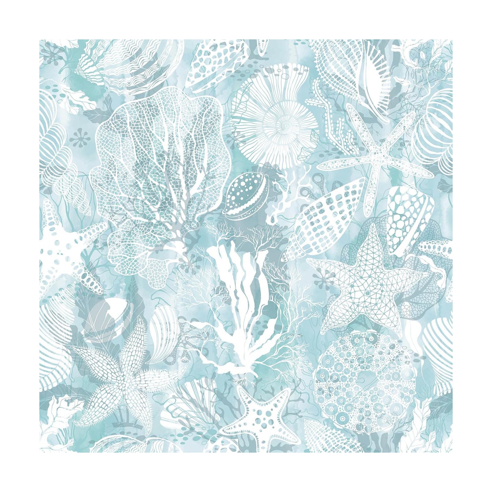 Blue Coastal Wallpaper Peel and Stick Self Adhesive Contact Paper / 17.5 x 276 / Blue Ocean