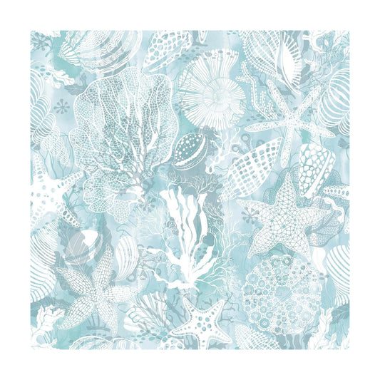 Blue Coastal Wallpaper Peel and Stick Self Adhesive Contact Paper / 17.5 x 276 / Blue Ocean