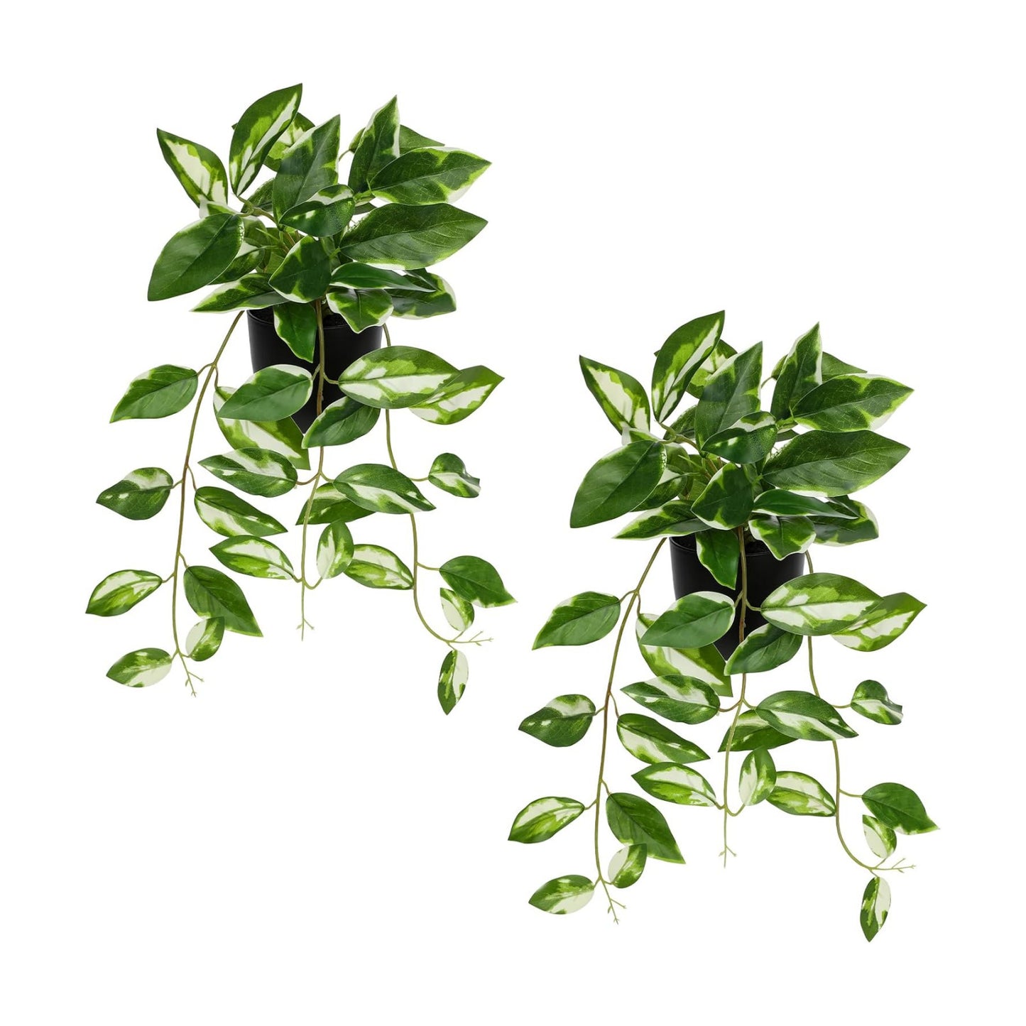 Small Fake Plants Indoor Realistic Faux Trailing Plant Artificial Potted Plants / White / Set of 2