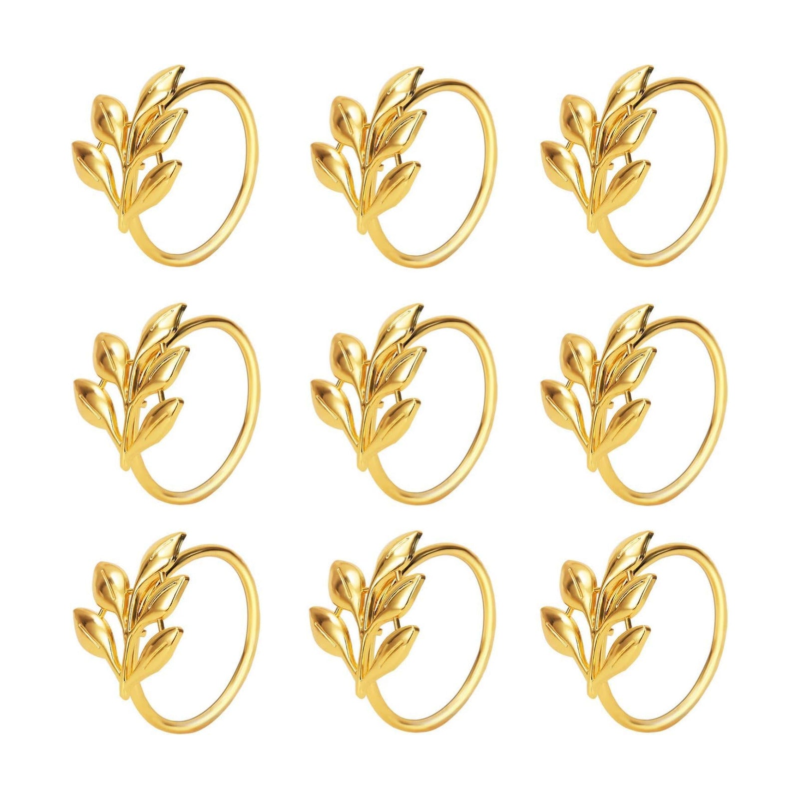 KPOSIYA Set of 50 Leaf Napkin Rings Metal Gold Napkin Holder Table Napkin Rings for Thanksgiving Day Christmas Dinning