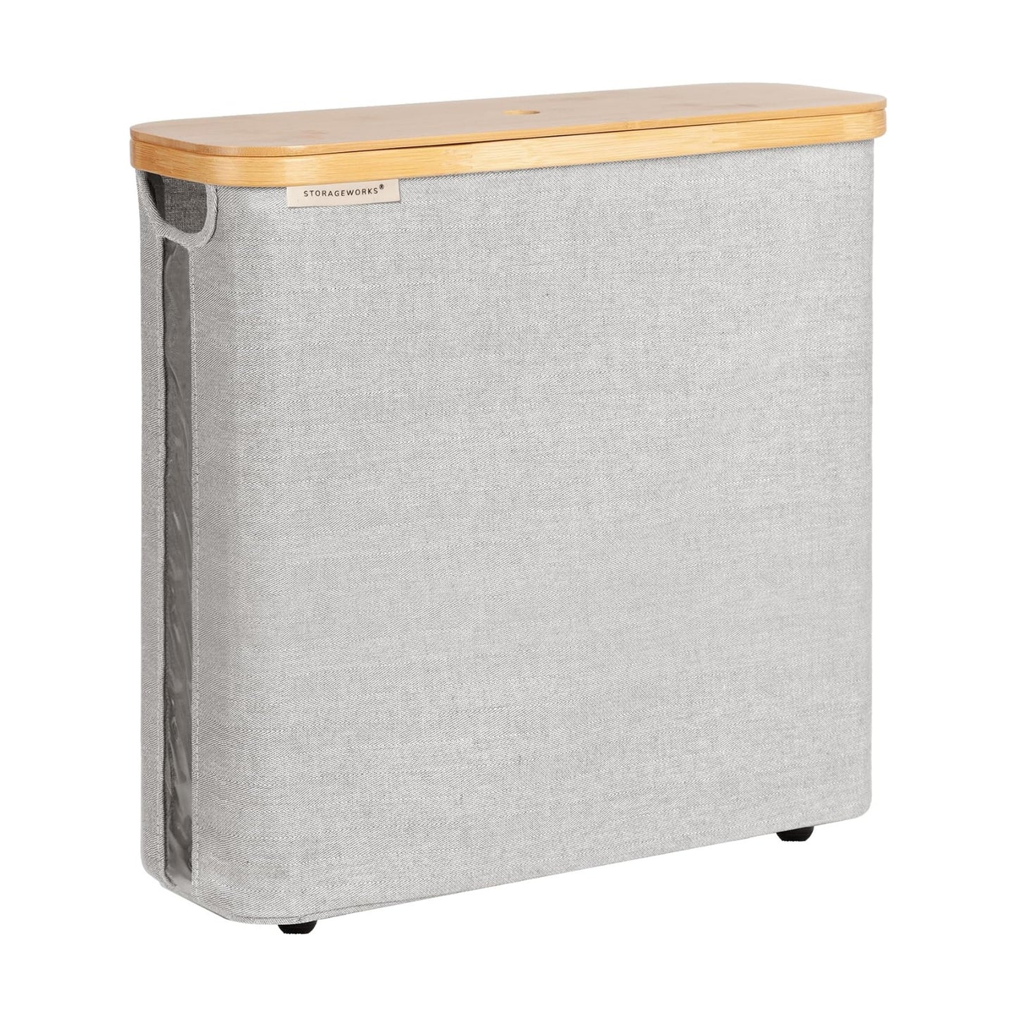 StorageWorks Toilet Paper Storage Basket with Bamboo Lid & Window | See Rolls at a Glance with Clear Window, Holds 16