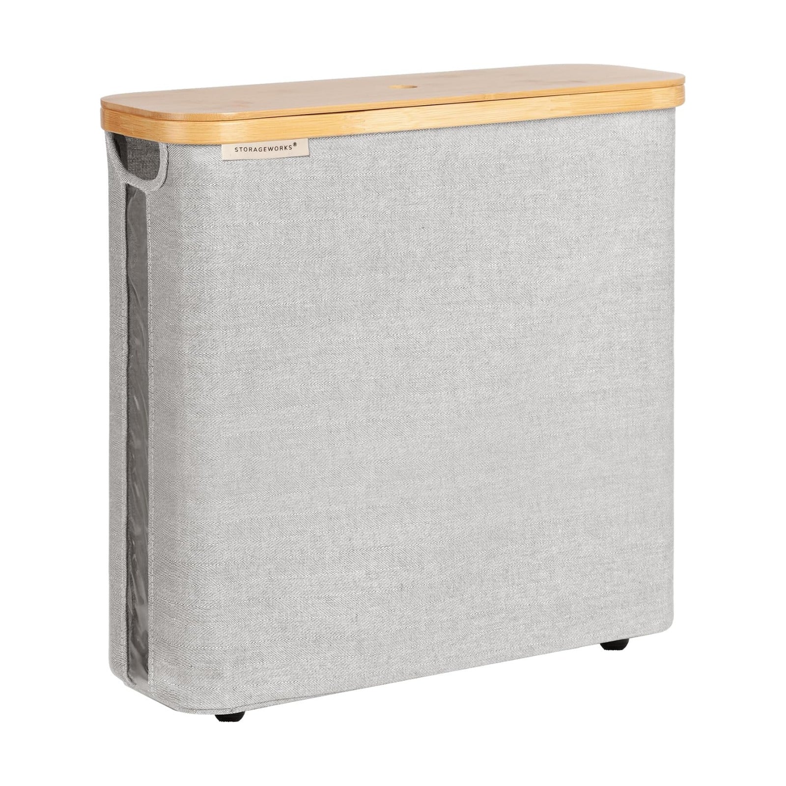 StorageWorks Toilet Paper Storage Basket with Bamboo Lid & Window | See Rolls at a Glance with Clear Window, Holds 16