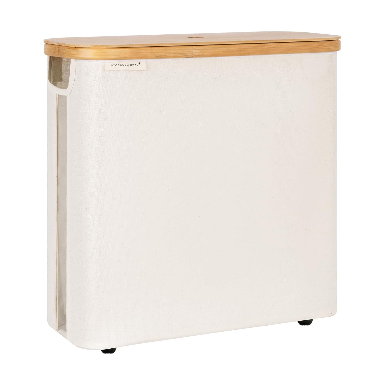 StorageWorks Toilet Paper Storage Basket with Bamboo Lid & Window | See Rolls at a Glance with Clear Window, Holds 16