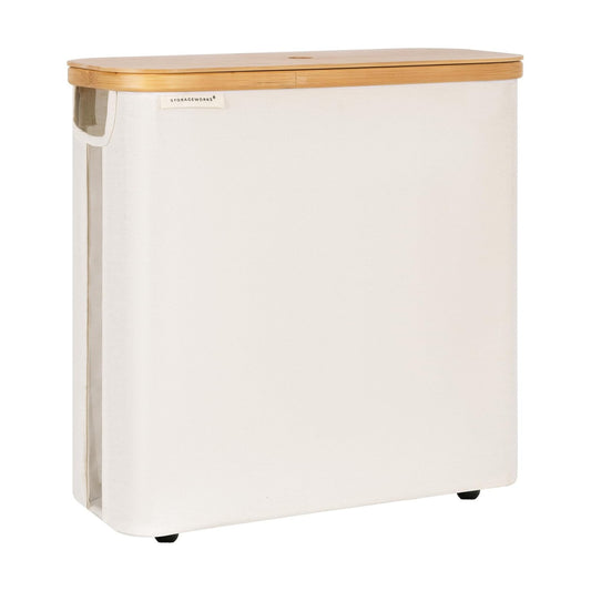 StorageWorks Toilet Paper Storage Basket with Bamboo Lid & Window | See Rolls at a Glance with Clear Window, Holds 16