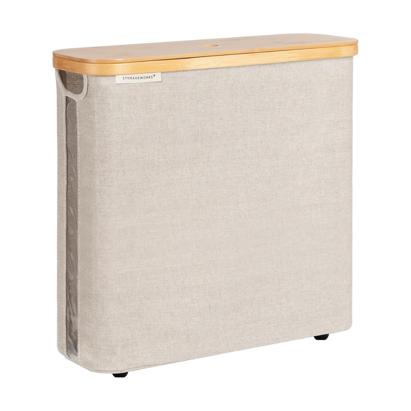 StorageWorks Toilet Paper Storage Basket with Bamboo Lid & Window | See Rolls at a Glance with Clear Window, Holds 16
