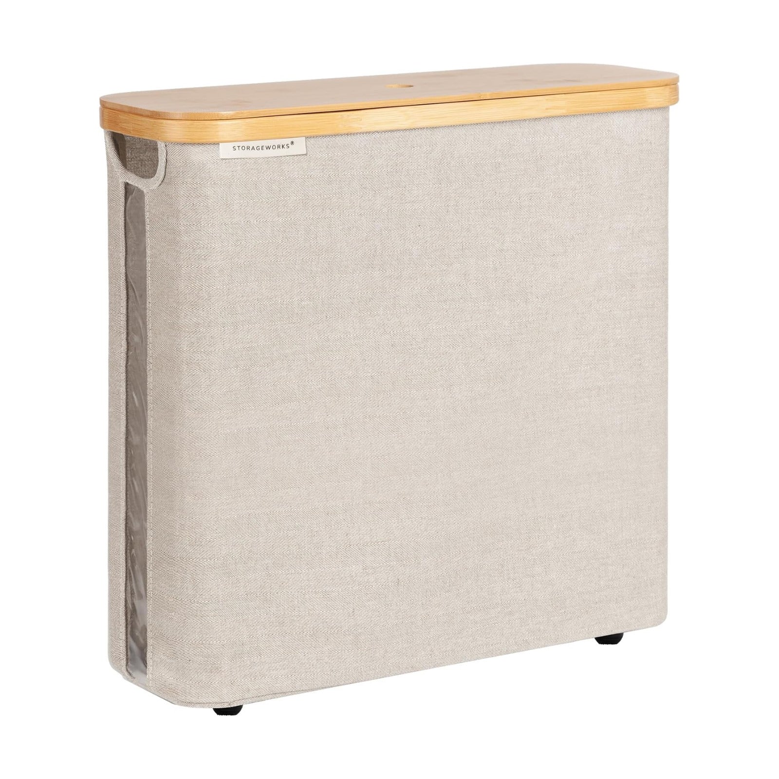 StorageWorks Toilet Paper Storage Basket with Bamboo Lid & Window | See Rolls at a Glance with Clear Window, Holds 16
