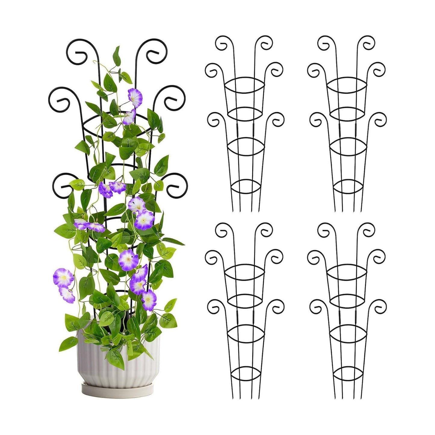 4 Pack 30 Inch Tall Metal Plant Trellis for Climbing Plants Indoor - Rustproof Garden Trellis for Potted Houseplants