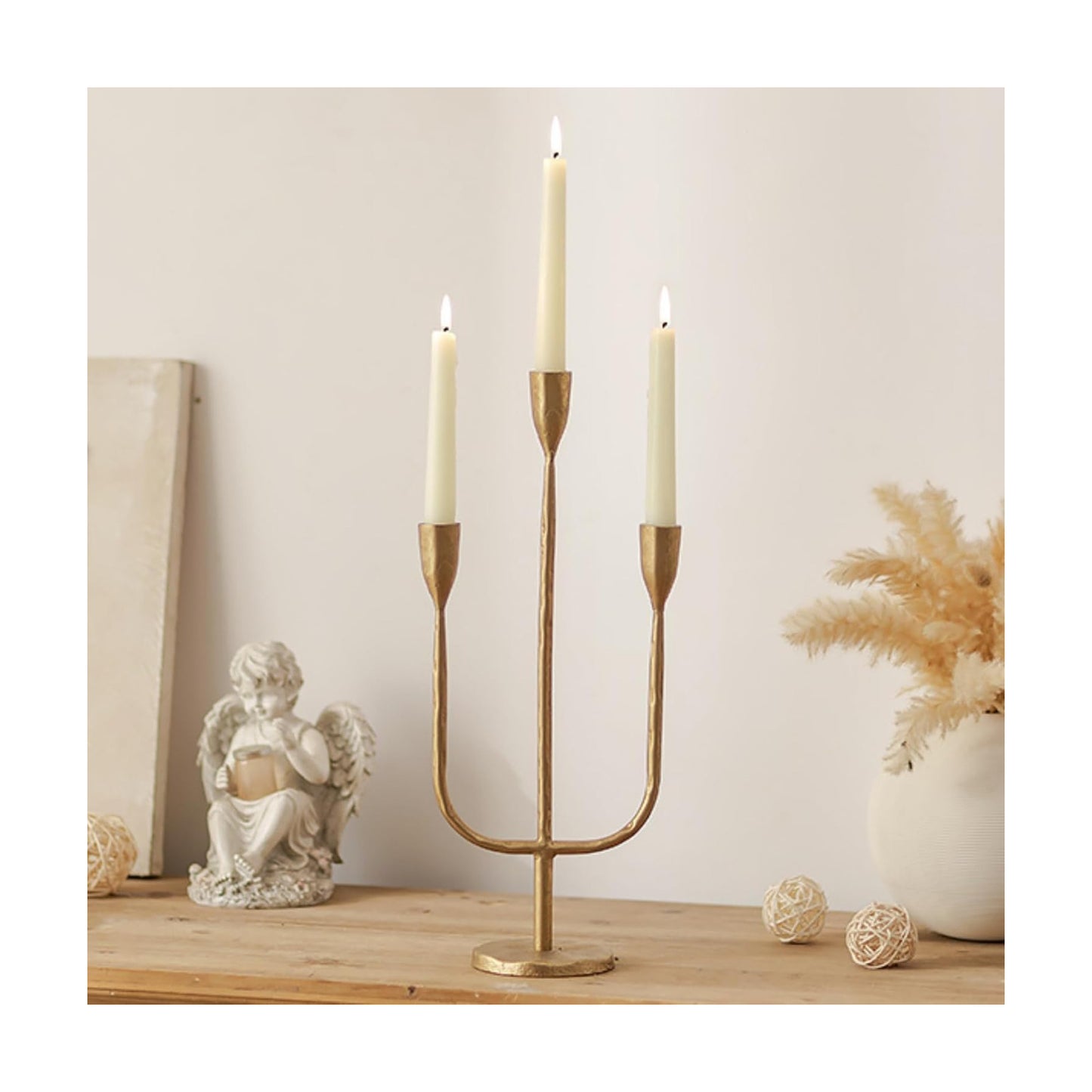 Romadedi Candelabra Brass Candlestick Holders: Gold Taper Candle Holders Metal Tall Vintage Candle Holders Iron for