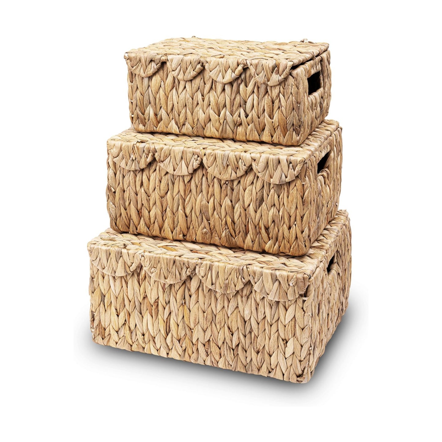Scalloped Edge Wicker Basket / Set of 3